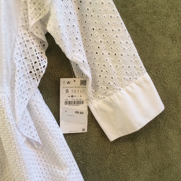 Zara Basic White Dress Size Small NEW Long Sleeves - Picture 3 of 6